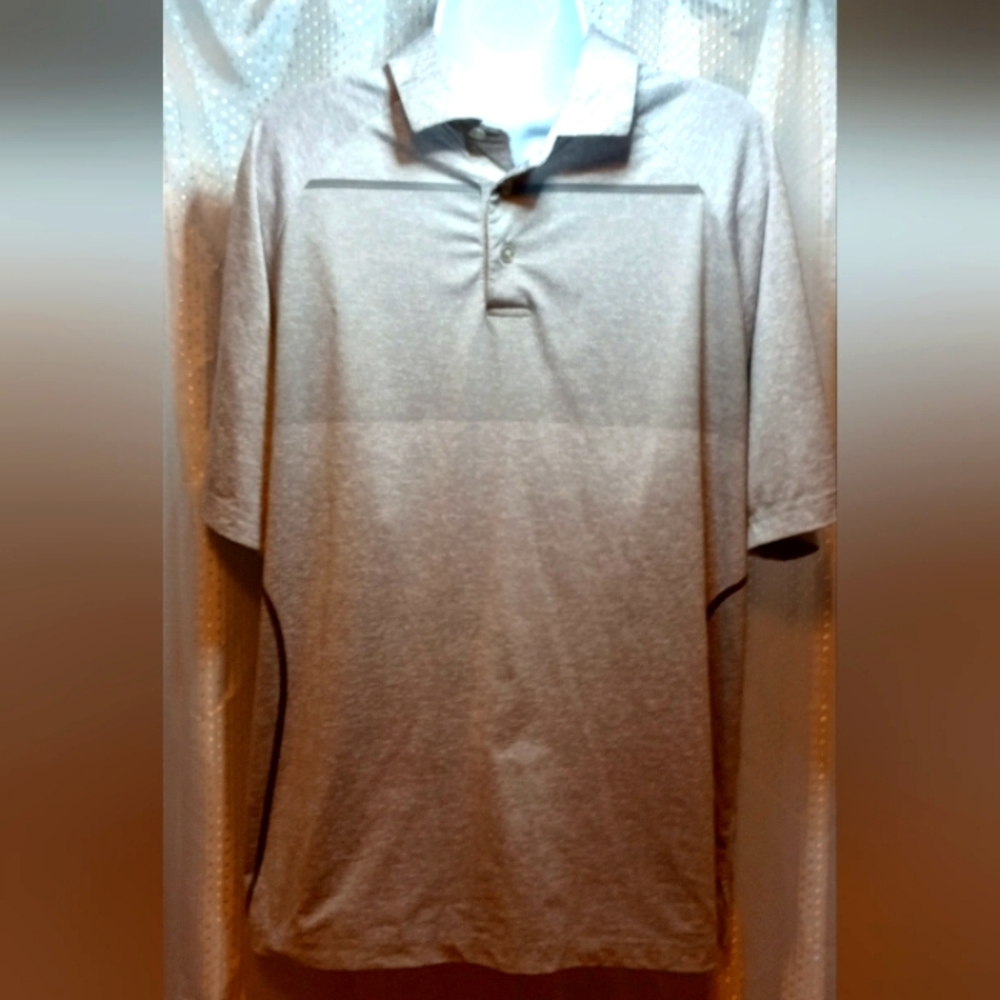 Pro Tour Golf Shirt Mens Short Sleeves Button Front Tan Brown Golf Tennis Active
